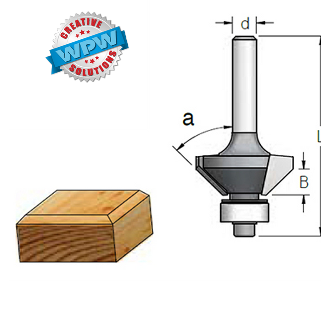 Bevel Trim Bit 25x73x12.7Sh 45° 2Fl