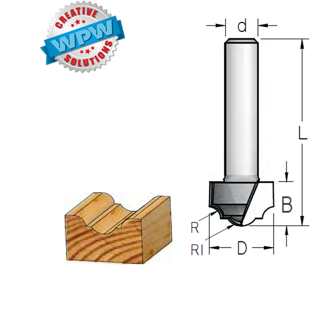 Classical Ogee Bit 25.4x16x73x12.7Sh R5.0/6.3