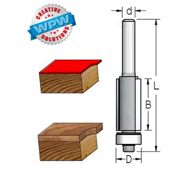Flush Trim Bit 9.5x25x65x6.35Sh