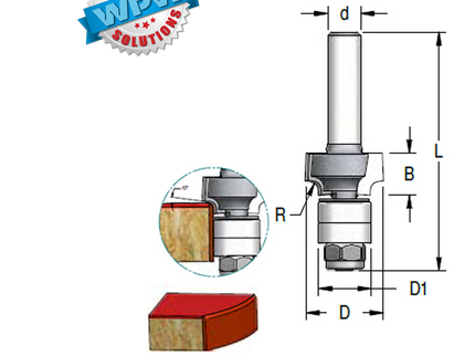 Laminate Rounding Over Bits 20x9.5x57x6.35Sh R3.0
