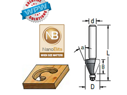 Nano Bevel Trim Bit 14.3x6.3x48 1/4"Sh 45°