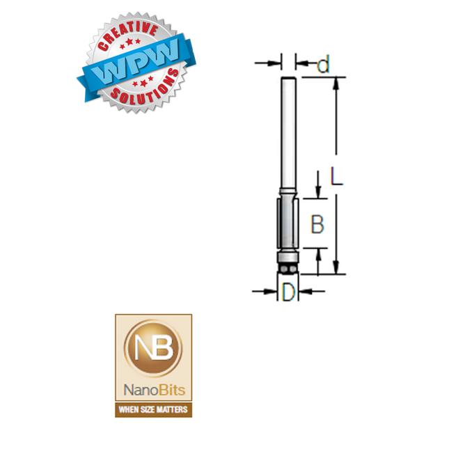 Flush Trim Bit 4.8x19x6.35Sh NANO
